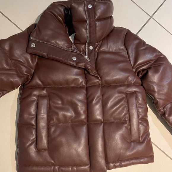 Dark Brown Abercrombie Vegan Leather Jacket Women - Picture 4 of 7